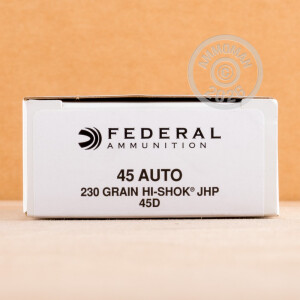 A photo of a box of Federal ammo in .45 Automatic.