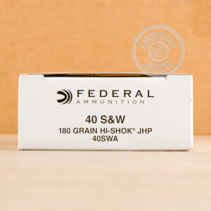 Image of the 40 S/W FEDERAL 180 GRAIN HI-SHOCK JHP #40SWA (1000 ROUNDS) available at AmmoMan.com.