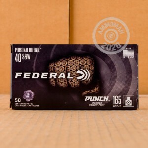Image of the 40 S&W FEDERAL PUNCH 165 GRAIN JHP (50 ROUNDS) available at AmmoMan.com.