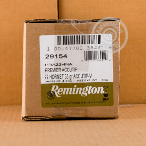 Image of 22 HORNET REMINGTON PREMIER ACCUTIP-V 35 GRAIN ACCUTIP-V (50 ROUNDS)
