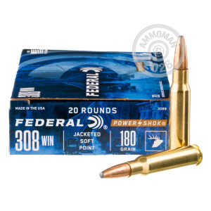 Photograph showing detail of 308 WIN FEDERAL POWER SHOK 180 GRAIN SP (200 ROUNDS)