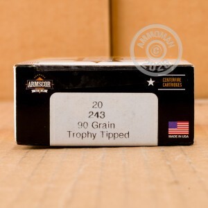 Photograph showing detail of 243 WIN ARMSCOR USA 90 GRAIN TROPHY TIPPED (200 ROUNDS)