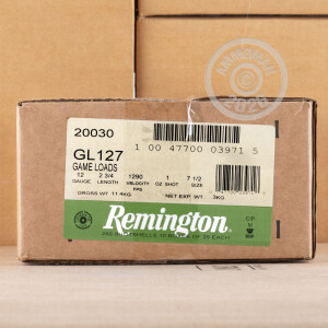 Photo detailing the 12 GAUGE REMINGTON GAME LOADS 2-3/4" 1 OZ. #7.5 SHOT (250 ROUNDS) for sale at AmmoMan.com.