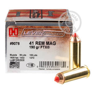 Image of the 41 MAGNUM HORNADY LEVEREVOLUTION 190 GRAIN FTX (20 ROUNDS) available at AmmoMan.com.