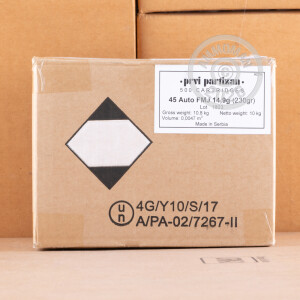 Photo of .45 Automatic FMJ ammo by Prvi Partizan for sale at AmmoMan.com.