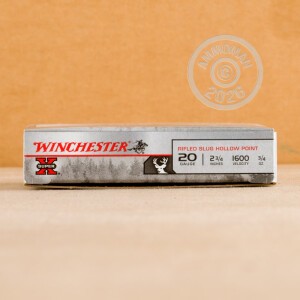 Image of the 20 GAUGE WINCHESTER SUPER-X 2-3/4" 3/4 OZ. HP RIFLED SLUG (250 ROUNDS) available at AmmoMan.com.