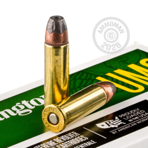 Photo detailing the 38 SPECIAL +P REMINGTON UMC 125 GRAIN SJHP (500 ROUNDS) for sale at AmmoMan.com.