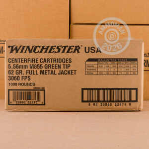 An image of 5.56x45mm ammo made by Winchester at AmmoMan.com.