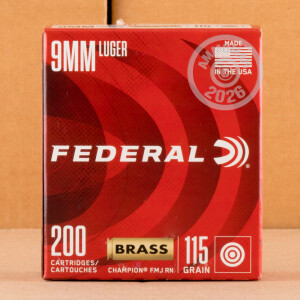 Photograph showing detail of 9MM FEDERAL CHAMPION TRAINING 115 GRAIN FMJ (1000 ROUNDS)
