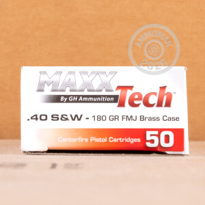 Photograph showing detail of 40 S&W MAXX TECH 180 GRAIN FMJ (50 ROUNDS)