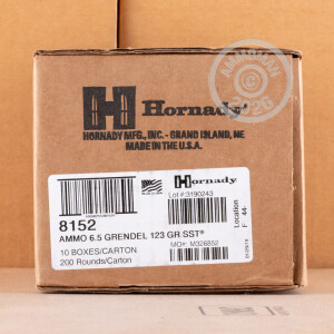 Photograph showing detail of 6.5MM HORNADY CUSTOM 123 GRAIN SST (200 ROUNDS)