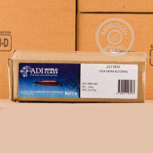 An image of 223 Remington ammo made by Australian Defense Industries at AmmoMan.com.