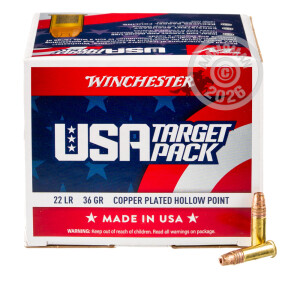 Photograph showing detail of 22 LR WINCHESTER USA GAME & TARGET 36 GRAIN CPHP (5000 ROUNDS)