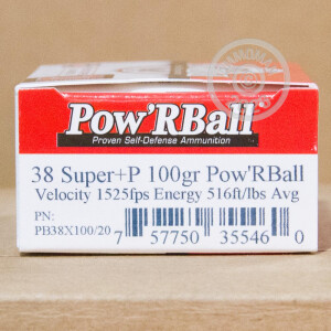 Image of 38 SUPER +P CORBON 100 GRAIN POW'RBALL (20 ROUNDS)