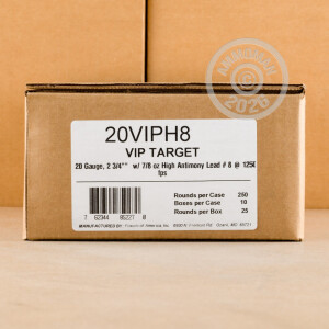 Photograph showing detail of 20 GAUGE FIOCCHI 2-3/4" #8 VIP TARGET LOAD (25 ROUNDS)