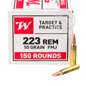 A photograph of 600 rounds of 55 grain 223 Remington ammo with a FMJ bullet for sale.