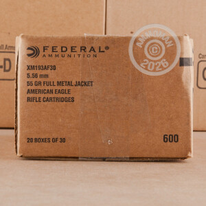 Image of Federal 5.56x45mm rifle ammunition.