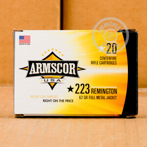 Image of 223 Remington ammo by Armscor that's ideal for training at the range.