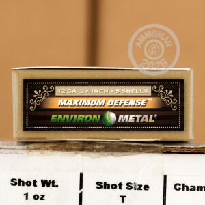 Photograph showing detail of 12 GAUGE HEVI-SHOT MAXIMUM DEFENSE 2-3/4" 1 OZ. T SHOT (5 ROUNDS)