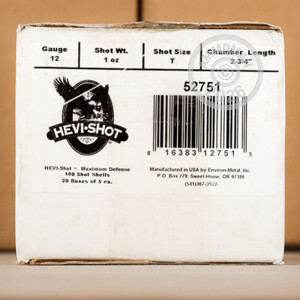 Image of the 12 GAUGE HEVI-SHOT MAXIMUM DEFENSE 2-3/4" 1 OZ. T SHOT (5 ROUNDS) available at AmmoMan.com.