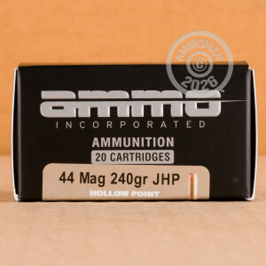 Photo of 44 Remington Magnum JHP ammo by Ammo Incorporated for sale at AmmoMan.com.