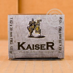 Image of 7.62 x 39 ammo by Kaiser that's ideal for training at the range.