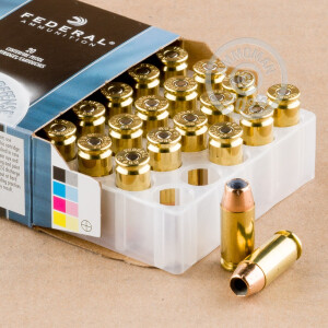 Photo detailing the 40 S&W FEDERAL PERSONAL DEFENSE 180 GRAIN JHP (500 ROUNDS) for sale at AmmoMan.com.