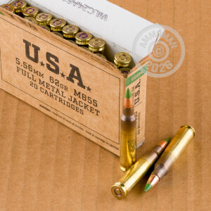 A photograph of 1000 rounds of 62 grain 5.56x45mm ammo with a Penetrator bullet for sale.