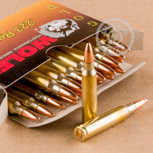 An image of 223 Remington ammo made by Wolf at AmmoMan.com.