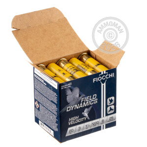 Photo detailing the 20 GAUGE FIOCCHI OPTIMA 3 INCH 1-1/4 OUNCE # 8 SHOT LEAD (25 ROUNDS) for sale at AmmoMan.com.