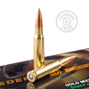 Photo detailing the 308 WIN FEDERAL GOLD MEDAL 175 GRAIN SIERRA MATCH KING HP-BT (20 ROUNDS) for sale at AmmoMan.com.