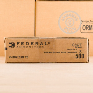 Photograph showing detail of 357 MAGNUM FEDERAL 158 GRAIN JHP (500 ROUNDS)