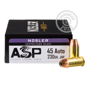 Photograph showing detail of 45 ACP NOSLER 230 GRAIN JHP (50 ROUNDS)