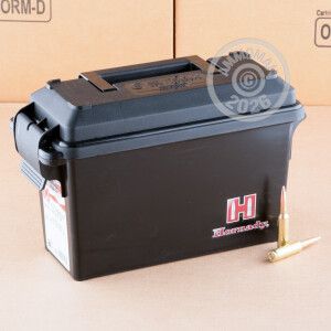 A photograph detailing the 6.5MM CREEDMOOR ammo with Hollow-Point Boat Tail (HP-BT) bullets made by Hornady.