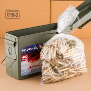 Image of bulk 223 Remington rifle ammunition at AmmoMan.com that's perfect for training at the range.