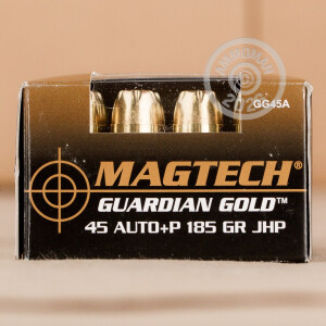 Photograph showing detail of .45 ACP +P MAGTECH GUARDIAN GOLD 185 GRAIN JHP (20 ROUNDS)