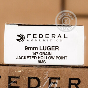 Image of Federal 9mm Luger pistol ammunition.