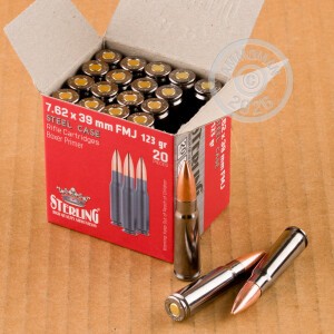 Photo detailing the 7.62X39 STERLING 123 GRAIN FMJ (1000 ROUNDS) for sale at AmmoMan.com.