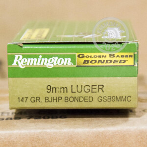 An image of 9mm Luger ammo made by Remington at AmmoMan.com.