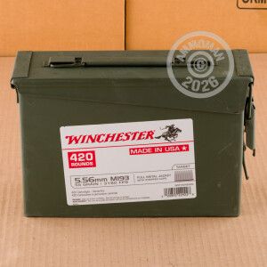 An image of bulk 5.56x45mm ammo made by Winchester at AmmoMan.com.