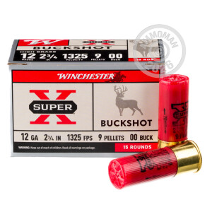 Image of 12 GAUGE WINCHESTER SUPER-X 2-3/4" #00 BUCK 9 PELLETS (150 ROUNDS)