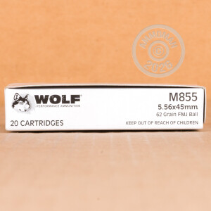 Image of Wolf 5.56x45mm rifle ammunition.