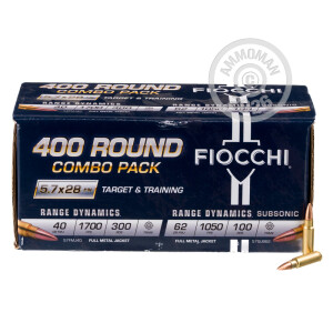Image of 5.7x28MM FIOCCHI COMBO PACK 40 GRAIN FMJ & 62 GRAIN FMJ (400 ROUNDS)