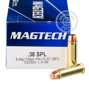 Photo detailing the 38 SPECIAL MAGTECH 130 GRAIN FULL METAL CASE (50 ROUNDS) for sale at AmmoMan.com.