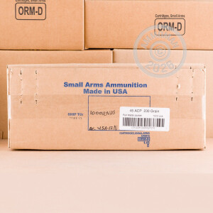 A photo of a box of Armscor ammo in .45 Automatic.