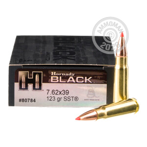 Photo detailing the 7.62X39 HORNADY BLACK 123 GRAIN SST (20 ROUNDS) for sale at AmmoMan.com.