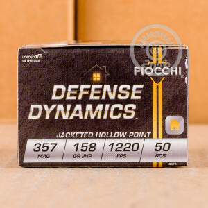 Photo detailing the 357 MAGNUM FIOCCHI 158 GRAIN JHP (50 ROUNDS) for sale at AmmoMan.com.