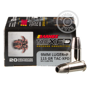 An image of 9mm Luger ammo made by Barnes at AmmoMan.com.