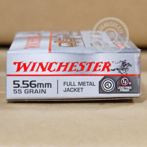 Image of Winchester 5.56x45mm rifle ammunition.