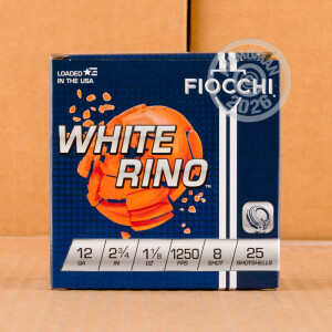 Image of 12 GAUGE FIOCCHI WHITE RINO 2-3/4" #8 SHOT (25 ROUNDS)